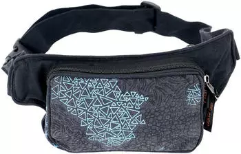 Guru-Shop Goa Gürteltasche Stoff Sidebag (42156) schwarz/taubenblau