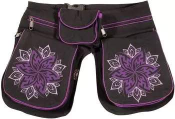 Kunst und Magie Mandala Gassi Doppelte Gürteltasche (Gs134-15908) black purple