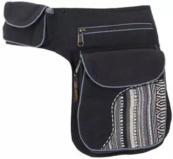 Guru-Shop Goa Gürteltasche Stoff Sidebag (57789) schwarz/grau