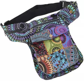 Guru-Shop Fabric Sidebag & Patchwork Hüfttasche Goa Gürteltasche aus Nepal (51332) schwarz/bunt