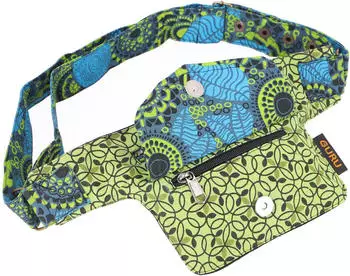 Guru-Shop Patchwork Festival Gürteltasche / Bauchtasche / Crossbody Bag (55225) lemon/blau
