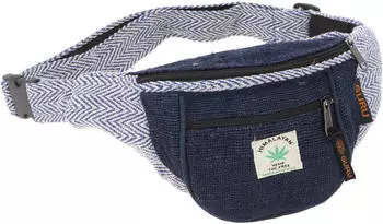 Guru-Shop Bestickte Ethno Sidebag Nepal Gürteltasche (53186) blau