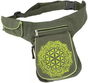 Guru-Shop Stoff Sidebag Gürteltasche Mandala aus Nepal (51367) olivgrün