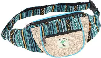 Guru-Shop Bestickte Ethno Sidebag Nepal Gürteltasche natur/türkisblau