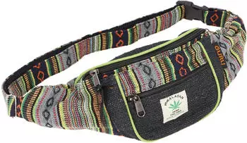 Guru-Shop Hemp Belt Bag / Crossbody Bag schwarz/grün