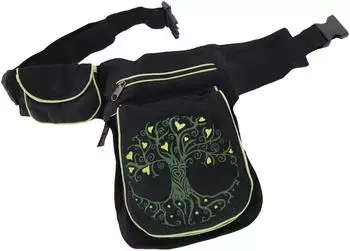 Guru-Shop Stoff Sidebag & Gürteltasche mit Stickerei Sonne (51345) schwarz
