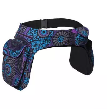 Kunst und Magie Doppelte Bauchtasche Mandala-Muster Festival-Gürteltasche Hippie Goa (14361) lila/blau