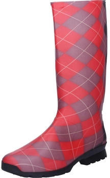 Nora Mareike Kurzschaft Gummistiefel rot grau kariert 78