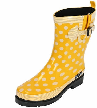 MADSea Gummistiefel Ocean Halbschaft gelb weißen Punkten