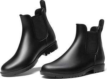 Dream Pairs Gummistiefel Damen Halbhoch Chelsea Boots schwarz