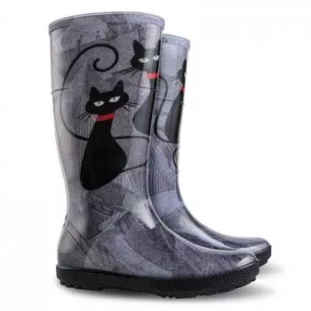 Demar Gummistiefel Regenstiefel Langschaft wasserdicht Katzen-Motiv