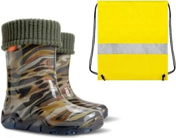 Goldkids Gummistiefel Kinder Regenstiefel gefüttert Moro Schuhbeutel neongelb