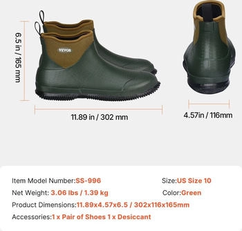 VEVOR Ankle Boots Work Shoes Safety Shoes Rain Boots Rubber Boots