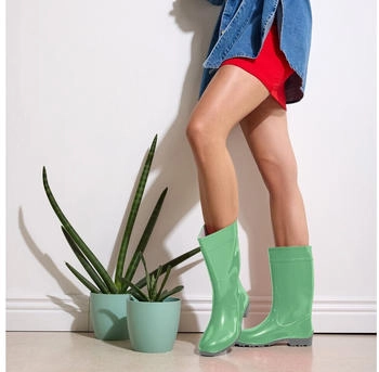 Ladeheid Short Rain Boots (LA-930) mintgrün/grau