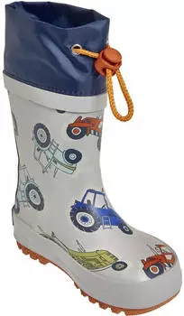 Playshoes Kids Rain Boots Tractor with Cuff grau