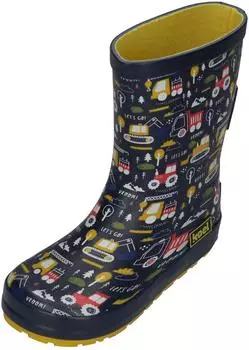 Koel Wellie Tractor V2 Barefoot Rain Boots print blue