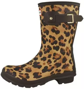 Hunter Original Short Leopard Boot leopard print/chocolate brown