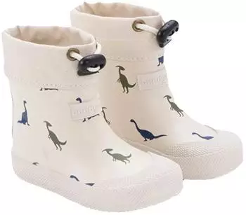 Bundgaard Cover Barefoot Rain Boots Dino Print ivory beige