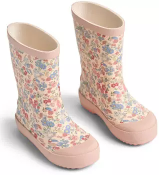 Wheat Rubber Boot Muddy flowers and seashells