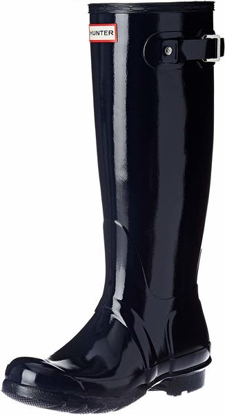 Hunter Womens Original Tall Gloss Wellington Boots navy