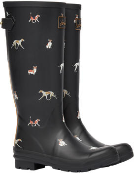 Joules Printed Wellies With Adjustable Back Gusset black Dog