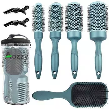 LuxusKollektion Rundbürsten-Set Keramik-Ion, 5-teilig, mit Massagebürste