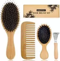 4PCS Bambus Haarb&uuml;rste Wildschweinborsten Professionelle Pad 1 St