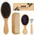 LuxusKollektion Haarbürsten-Set Bambus, Wildschweinborsten, 4er-Set