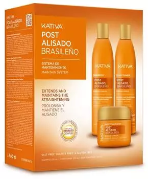 Kativa Post Brazilian Straightening Pack (Shampoo 225ml + Conditioner 225ml + Leave In 150ml)