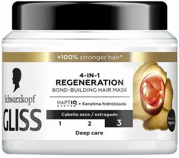 Schwarzkopf Gliss Total Repair Maschera per capelli secchi, 400 ml, gamma di riparazione