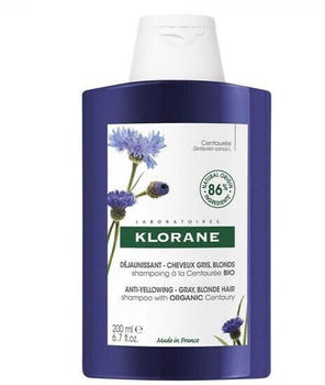 Klorane Anti-Yellowing Gray Blond Hair Shampoo with Organic Centaury (200ml)
