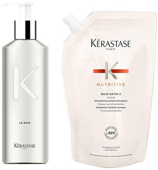 Kérastase Nutritive Bain Satin 2 nachfüllbare Aluminiumflasche und Nachfüllpack (500 ml)