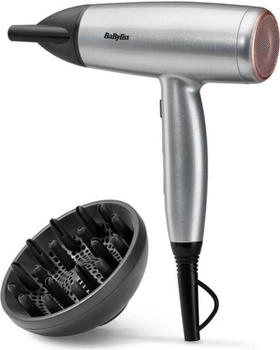 BaByliss Cosmos Leichter mit Diffusor 2025, 2100W Leistungsstarker, Eleganter F&ouml;hn, Ionen-Technologie gegen Frizz, 3 Heiz- & 2 Gebl&auml;sestufen, Silber, D580DE