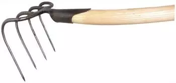 Krumpholz Dunghacke mit Stiel, 4 Zinken, Federdülle, 1200g (1022)