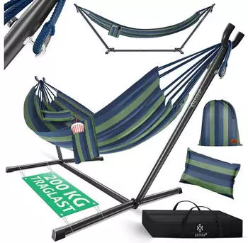 Kesser H&auml;ngematte Lake mit Gestell, Doppel f&uuml;r 2 Personen, 200kg, Indoor & Outdoor, XXL