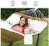 Songmics Hängematte Outdoor mit 2 Holzstangen und 2 Kissen, 210x150cm, 300kg, Beige (GDC22M)