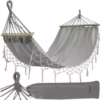 Gardlov Gartenh&auml;ngematte mit Holzstab 200x100cm, Baumwolle, bis 200kg (21079)