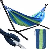 GARDLOV XXL H&auml;ngematte mit Gestell 200x150cm &ndash; 2 Personen, Outdoor & Indoor,