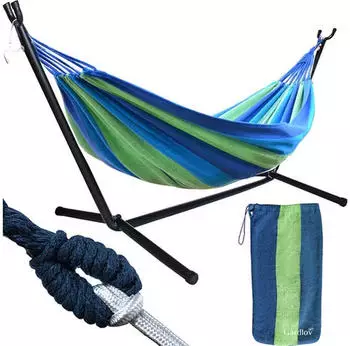 Iso Trade H&auml;ngematte mit Gestell 200x150cm, 2 Personen, 200kg (10198)