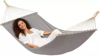 Amanka XXL Stabh&auml;ngematte 200x120cm 2 Personen Baumwolle Grau (16581)