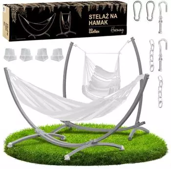 Zolta Hängematte & Schaukelgestell 2-in-1, Metall, 350cm, 220kg, grau