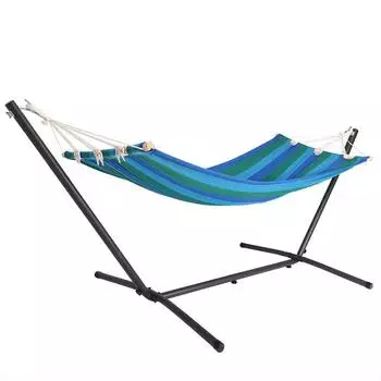 Detex H&auml;ngematte mit Metallgestell 200x80cm 100kg Blau-Bunt (106994)