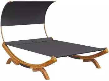 vidaXL Sonnenliege mit Dach, Bugholz, anthrazit, 165x203x126cm (313954)
