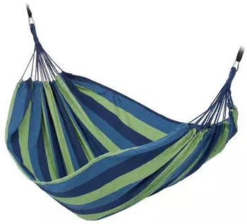 Relaxdays H&auml;ngematte XXL Baumwolle dunkelblau/gr&uuml;n