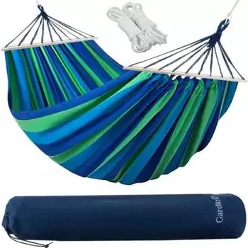 Gardlov Doppel-H&auml;ngematte 260x160cm Baumwolle/Polyester Blau-Gr&uuml;n (21078)