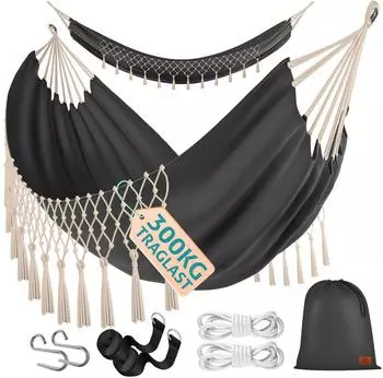 Kesser H&auml;ngematte 320x150cm 300kg 1-2 Personen wetterfest Anthrazit (20907_mfn)