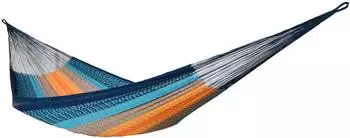 MacaMex Solea Breeze XL Netzhängematte, Baumwolle, blau-orange (MA-00937)