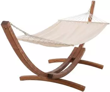 CLP Miramar H&auml;ngematte freistehend Eukalyptus-Holzgestell Creme 150kg (317828)