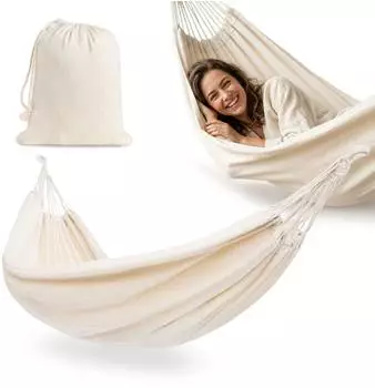 HyperMotion Boho H&auml;ngematte beige, Polyester-Baumwolle, 200&times;150cm, bis 100kg