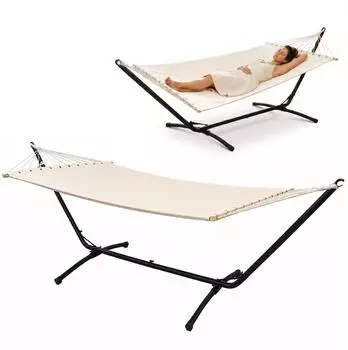Amanka Hängematte mit Gestell XL, Baumwolle, 200x120cm, für 2 Personen